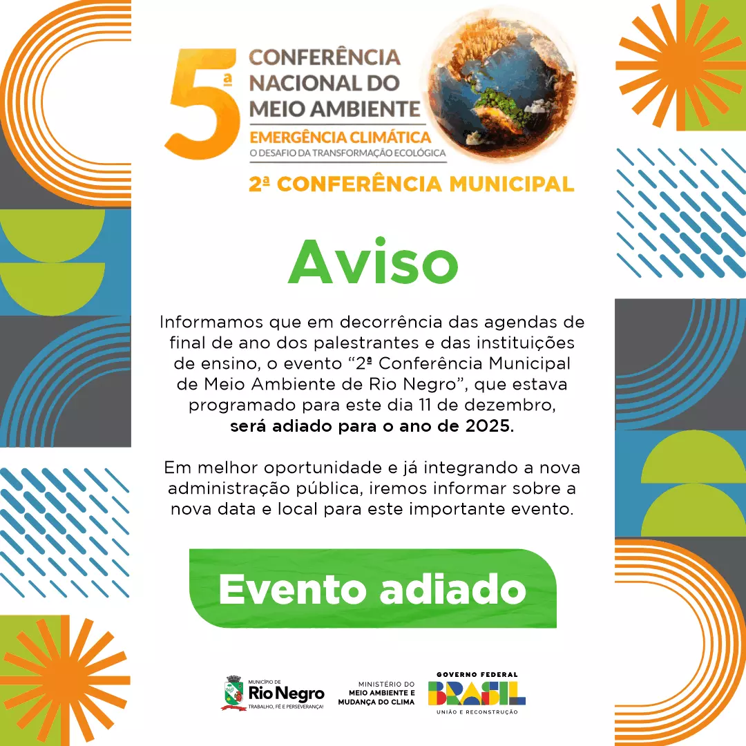 2ª Conferência Municipal de Meio Ambiente de Rio Negro será realizada em 2025